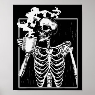 Skelett Kaffeetrinker Liebhaber Lustiger Halloween Poster