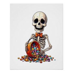 Skelett-Kandidenschale Halloween Poster