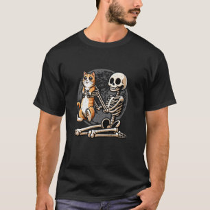 Skelett Katzen Schädel Kätzchen Halloween Gruselig T-Shirt