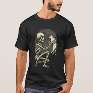 Skelett Katzen Schädel Kätzchen Süß Goth Halloween T-Shirt