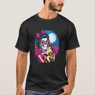 Skelett Katzen Schädel Kätzchen Vintage Halloween  T-Shirt