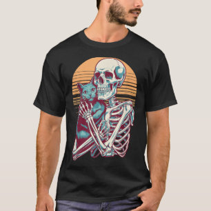 Skelett Katzen Schädel Kitten Vintage Halloween Mä T-Shirt