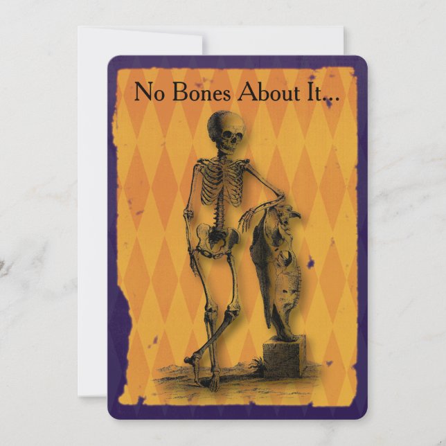 Skelett keine Knochen über es Halloween-Party Einladung (Vorderseite)