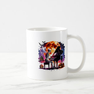 Skelett Klavier spielen mit Ghost Creepy Halloween Kaffeetasse