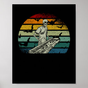 Skelett Klavier spielender Mond Halloween Musik Poster