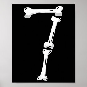 Skelett Knochen Nummer 7 Gruselige Zahl 67 Sechs S Poster