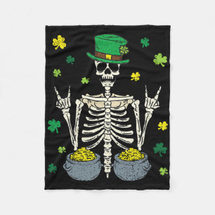 Skelett Kobold St. Patrick's Day Shamrock Nelke Fleecedecke