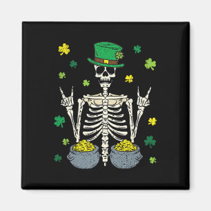 Skelett Kobold St Patricks Day Shamrock Nelke Magnet