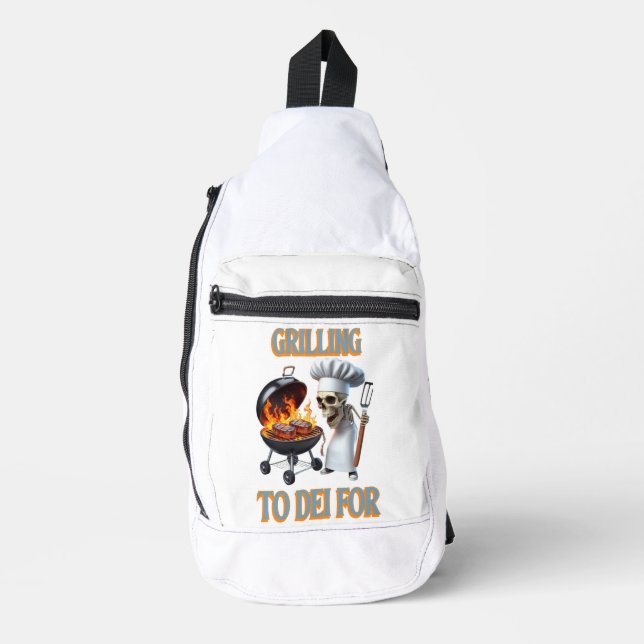 Skelett-Koch grillen für Crossbody Bag (Vorderseite)