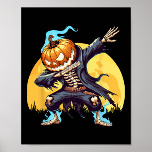 Skelett Kopfloser Kürbis Dab-Tanz Jungen Halloween Poster