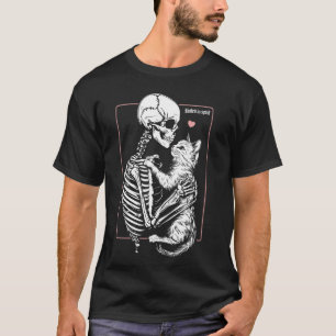 Skelett Kuschelt Katze Mama Halloween Kostüm Katze T-Shirt