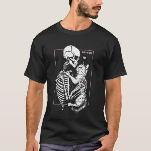 Skelett Kuschelt Katzen-Mama Halloween-Kostüm Katz T-Shirt