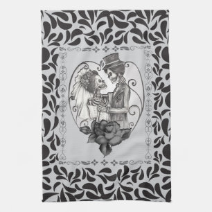 Skelett Liebe Eheschließung Geschirrtuch