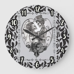 Skelett Liebespaar Hochzeitstanz Große Wanduhr