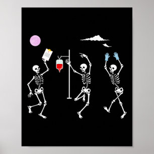 Skelett Lustige Krankenschwester Skelett Halloween Poster