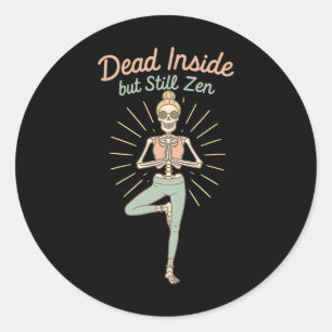 Skelett Lustige Meditation Yoga Tot Innerhalb Meme Runder Aufkleber