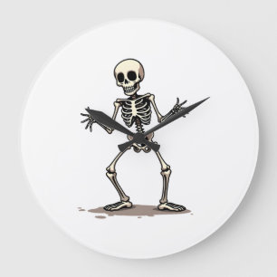 Skelett macht den Dab � Lustiger Halloween-Tanz-Sh Große Wanduhr