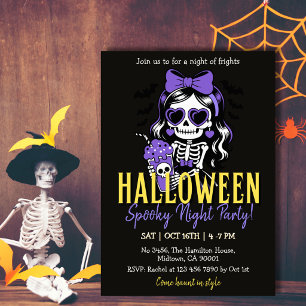Skelett-Mädchen Halloween Gruselige Nachtparty Lil Einladung