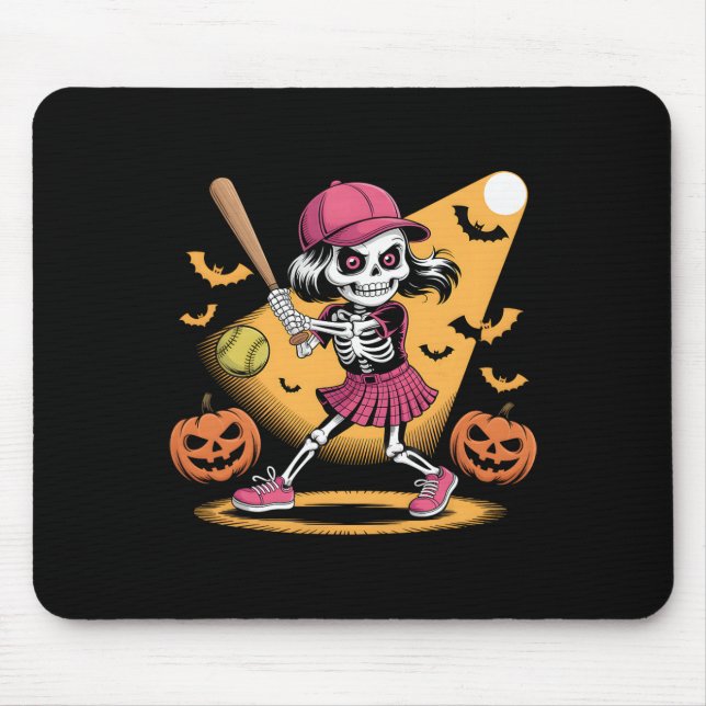 Skelett-Mädchen Softll Halloween-Kürbisse und Ts C Mousepad (Vorne)