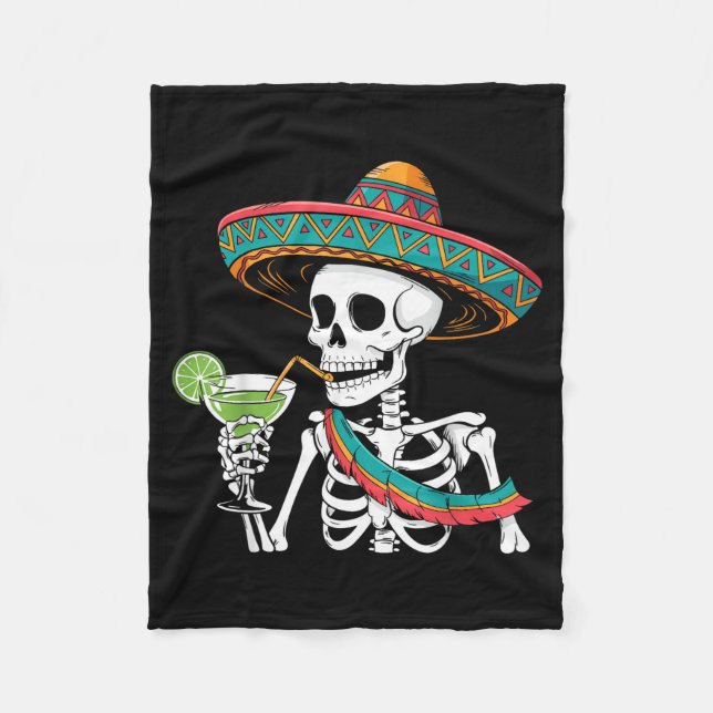 Skelett Margarita Cinco de Mayo  Fleecedecke (Vorderseite)