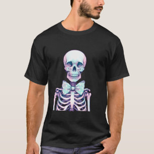 Skelett mit Coquette Bow Pastel Goth Halloween T-Shirt