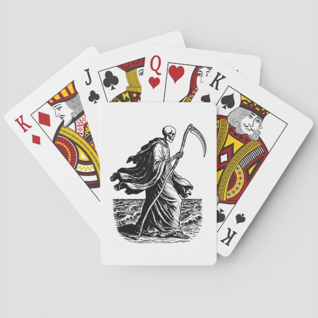 Skelett mit der Sense am Meer Spielkarten (Rückseite)
