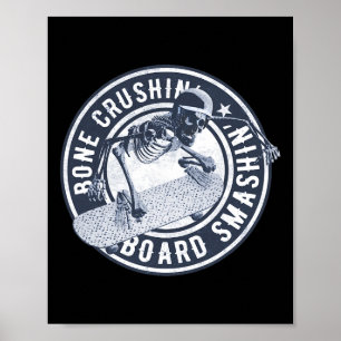 Skelett mit Helm Skateboard Longboard Cruiser Poster