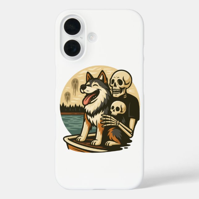 Skelett mit Hund auf einem gespenstischen See Horr Case-Mate iPhone Hülle (Rückseite)