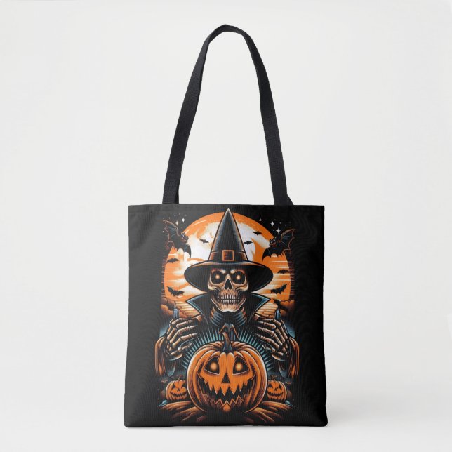 Skelett mit Jack-O' Lantern Halloween (Vorderseite)