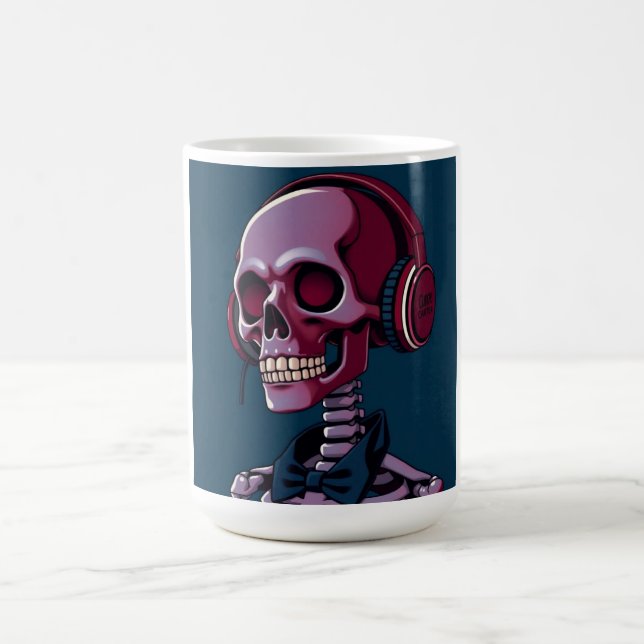 Skelett mit Kopfhörern Kaffeetasse (Mittel)