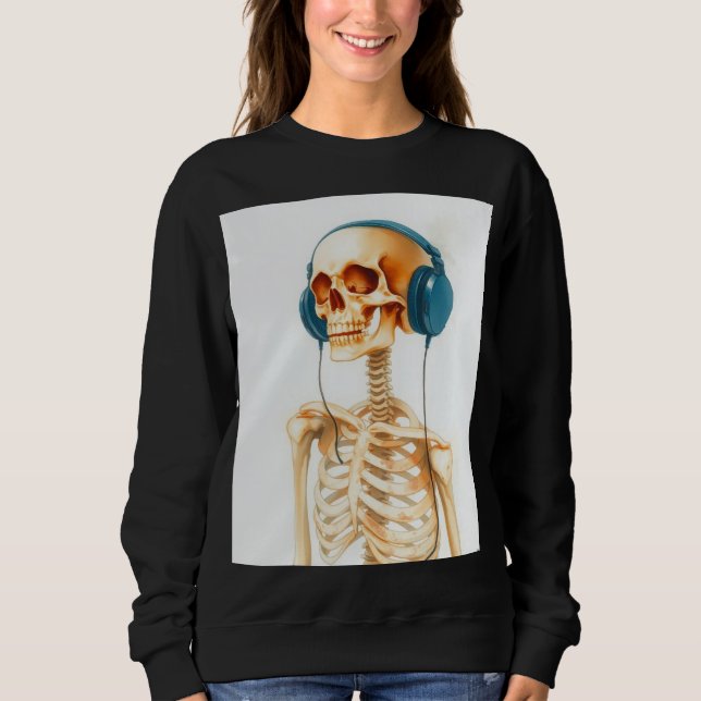 Skelett mit Kopfhörern  Sweatshirt (Vorderseite)