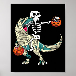 Skelett mit Mumie reitender Dinosaurier T Rex Hall Poster