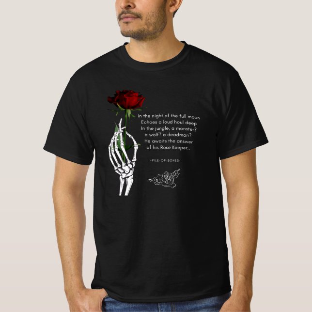 Skelett mit Rose T-Shirt (Vorderseite)