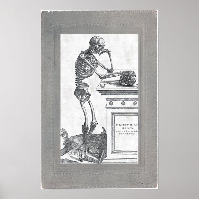 Skelett mit Schädelplakat Poster (Vorne)