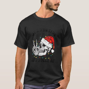 Skelett mit Weihnachtsmannmütze Weihnachtsbeleucht T-Shirt