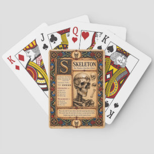 Skelett, mittelalterliche Bestiarien-Kunst Spielkarten
