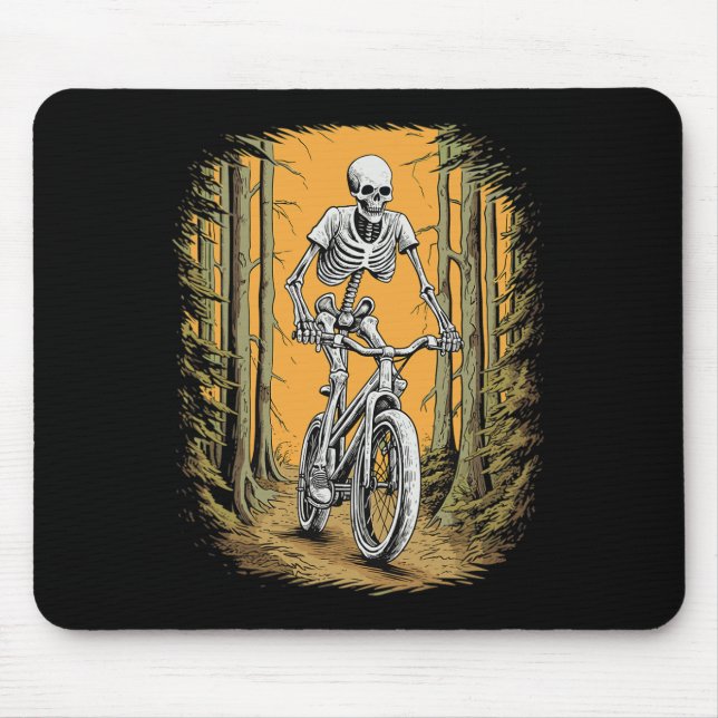 Skelett Mountain Bike Radfahrer Skeletton Hallowee Mousepad (Vorne)