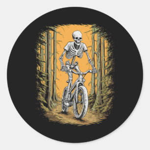 Skelett Mountain Bike Radfahrer Skeletton Hallowee Runder Aufkleber