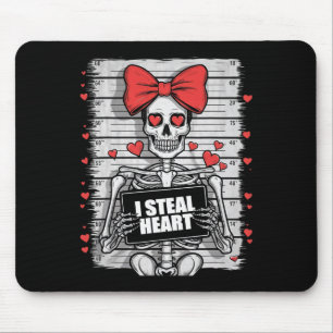 Skelett-Mugshot Ich stehle Herzen Skelett Valentin Mousepad