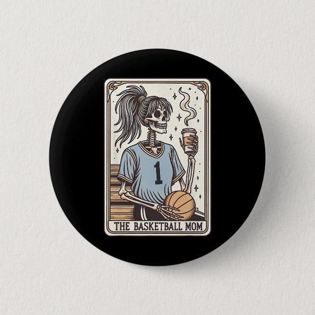 Skelett Mutter Tarotkarte Skelett Halloween Hexen  Button (Vorderseite)