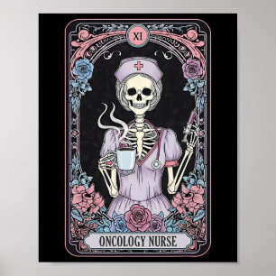 Skelett-Onkologie-Krankenschwester-Tarotkarte Onko Poster