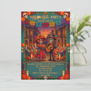 Skelett-Paar-Fiesta-Halloween-Party Einladung