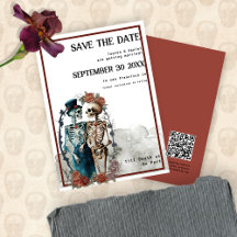 Skelett-Paar QR-Code Gothic Hochzeit