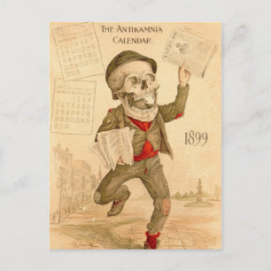 Skelett Papierjunge Postkarte