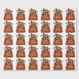 Skelett-Pärchen Pumpkin Spice Herbst Halloween Geschenkpapier