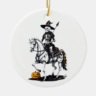 Skelett-Pferdereiter - Halloween-Skelett Keramik Ornament