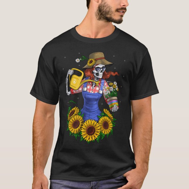 Skelett-Pflanzen-Gärtner T-Shirt (Vorderseite)