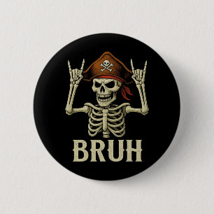 Skelett-Pirat-Rock-Bro-Halloween-Rocker Herren Button