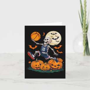 Skelett Playing Bysketbyll Halloween Men Boys Bys Karte