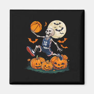 Skelett Playing Bysketbyll Halloween Men Boys Bys Magnet